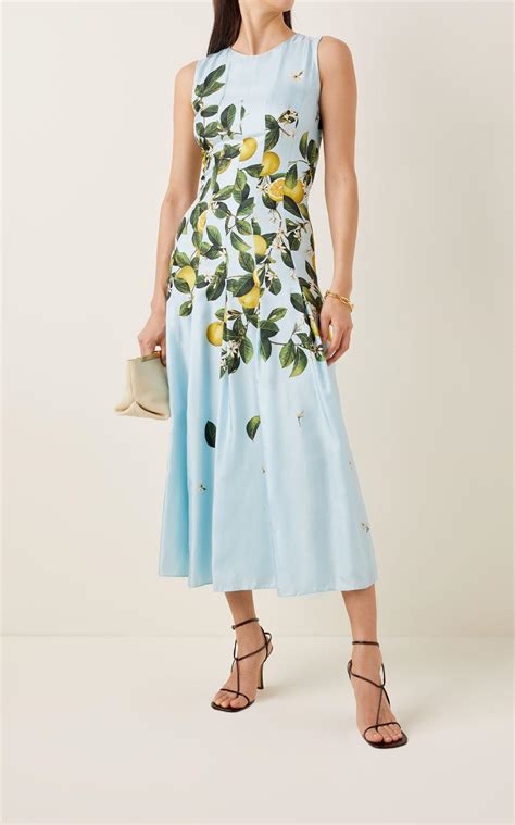 Dress in silk with lemon print 